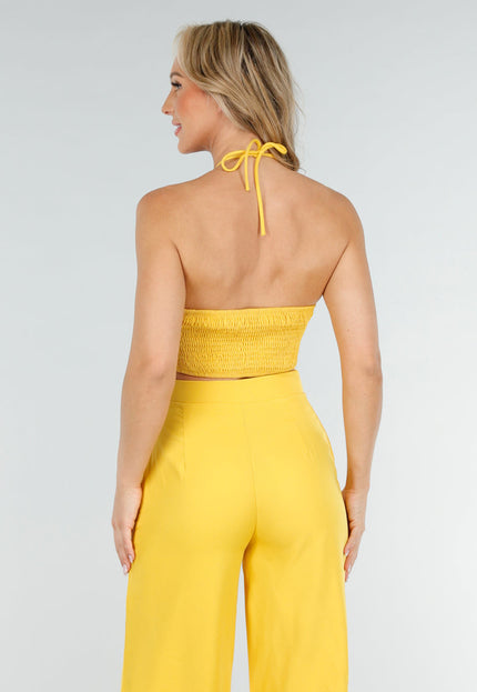 NEW020725 Gele Halter Set met Wijde Broek