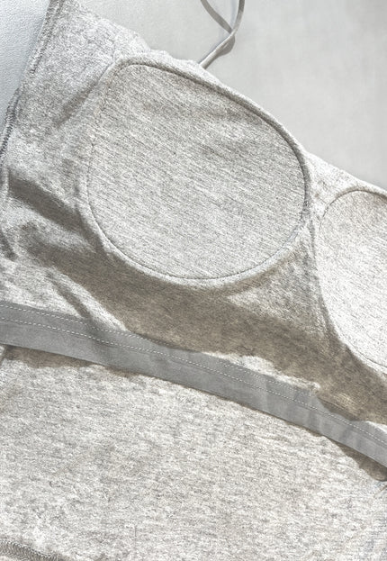 NEW020725 Grijze Spaghetti Top met Pads