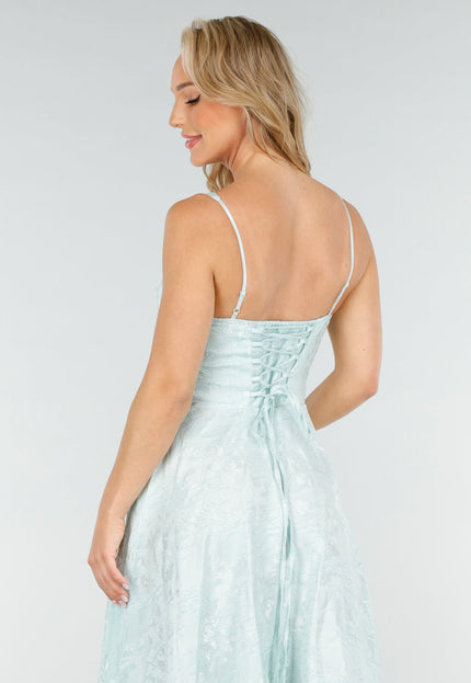 NEW020725 Mintgroene Jaquard Midi Jurk