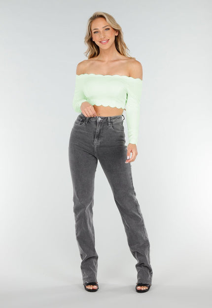 NEW020725 Mintgroene Off Shoulder Top met Pads