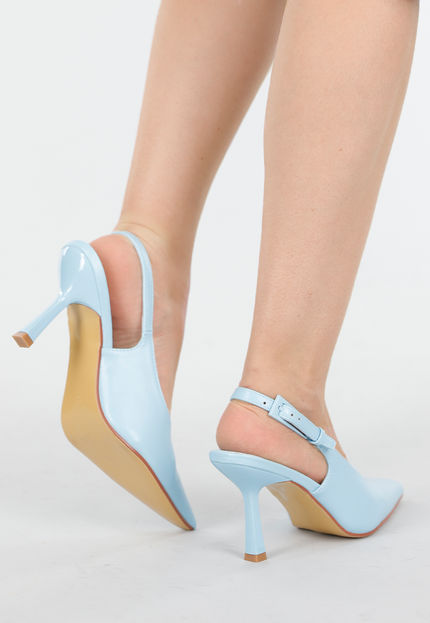 OP=OP.42.NL Pastelblauwe Lederlook Slingback
