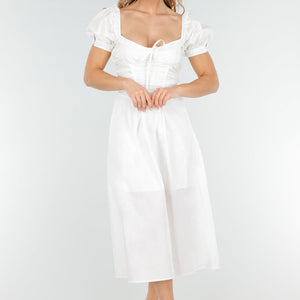 NEW020725 Witte Korsetlook Midi Jurk