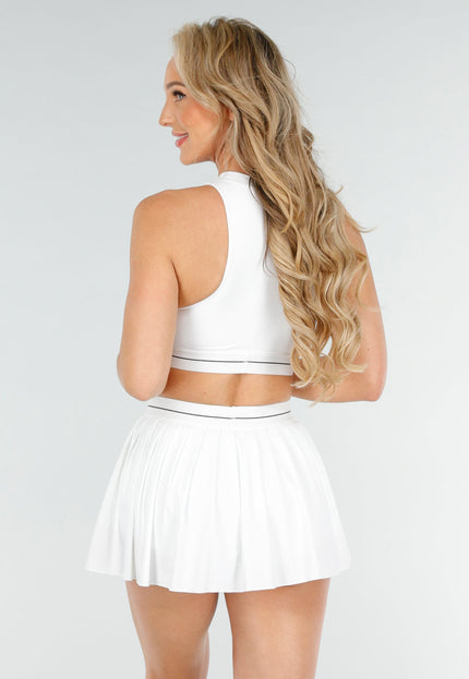 NEW020725 Witte Sportset met Skort en Crop Top