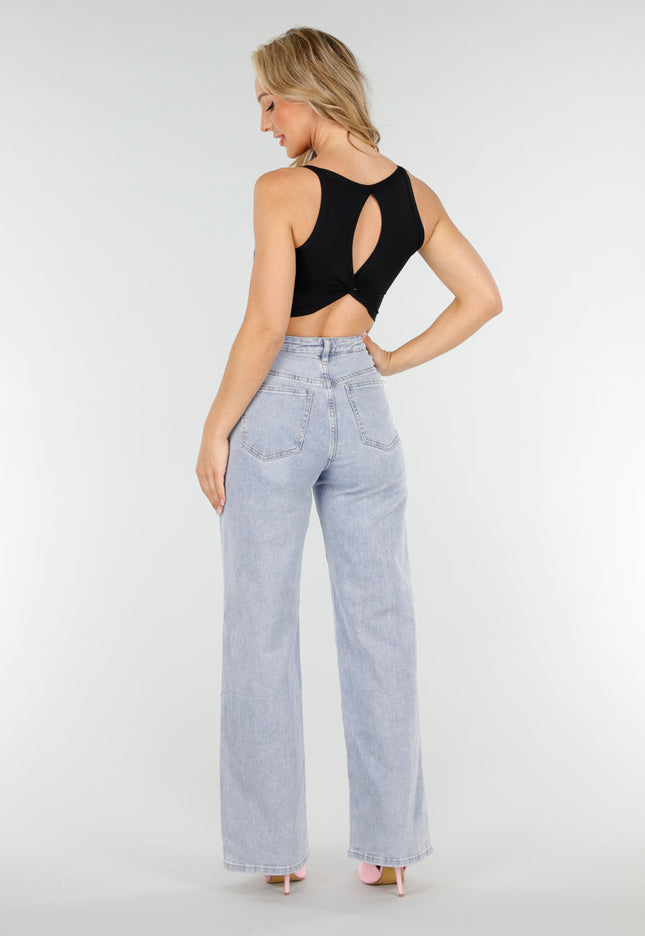 NEW020725 Zwarte Crop Top met Open Rug