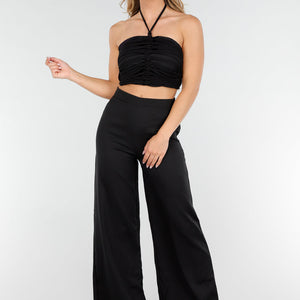 NEW020725 Zwarte Halter Set met Wijde Broek