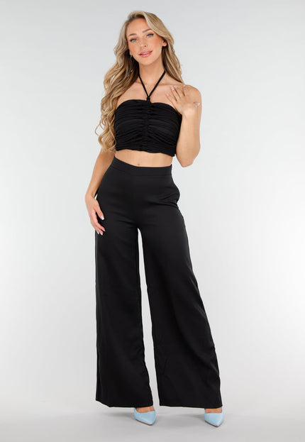 NEW020725 Zwarte Halter Set met Wijde Broek