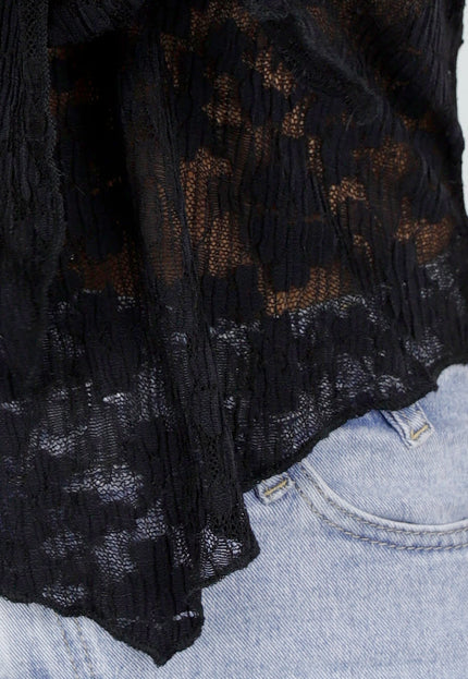 NEW020725 Zwarte Kanten Halter Top Met Strik