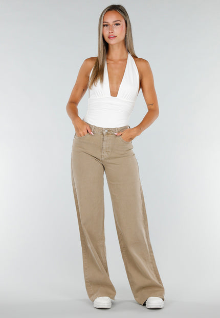NEW020926 Beige Tall Jeans met Straight Leg