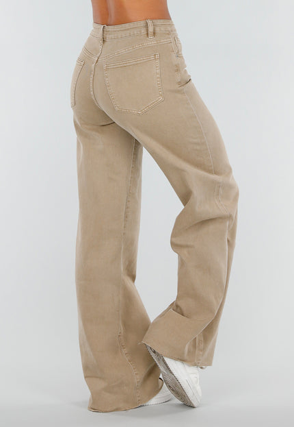 NEW020926 Beige Tall Jeans met Straight Leg