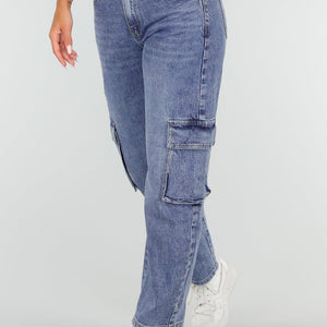 NEW020926 Blauwe Barrel Cargo Jeans