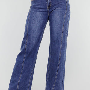 NEW020926 Blauwe High Waist Wide Leg Jeans