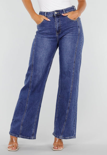 NEW020926 Blauwe High Waist Wide Leg Jeans