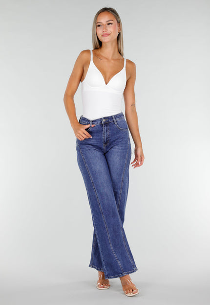 NEW020926 Blauwe High Waist Wide Leg Jeans