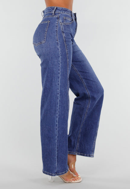 NEW020926 Blauwe High Waist Wide Leg Jeans