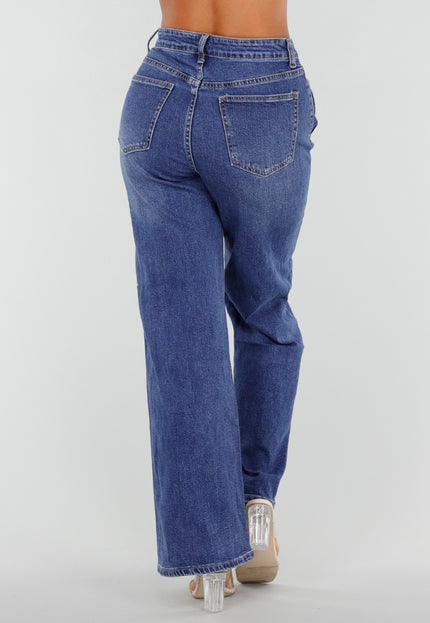 NEW020926 Blauwe High Waist Wide Leg Jeans