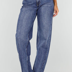 NEW020926 Blauwe Straight Leg Jeans met Hoge Taille