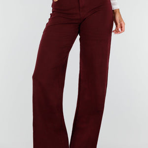 NEW020926 Bordeauxrode Tall Jeans met Straight Leg