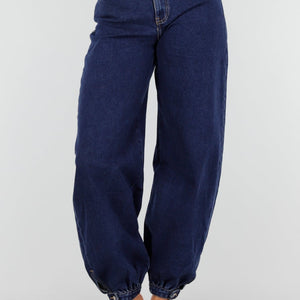 NEW020926 Donkerblauwe Denim Barrel Jeans