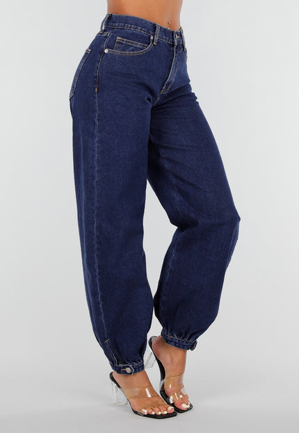 NEW020926 Donkerblauwe Denim Barrel Jeans