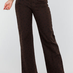 NEW020926 Donkerbruine Straight Leg Jeans met Stippen