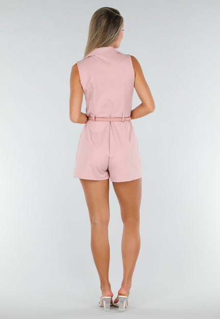 NEW020926 Roze Mouwloze Playsuit met Stretch