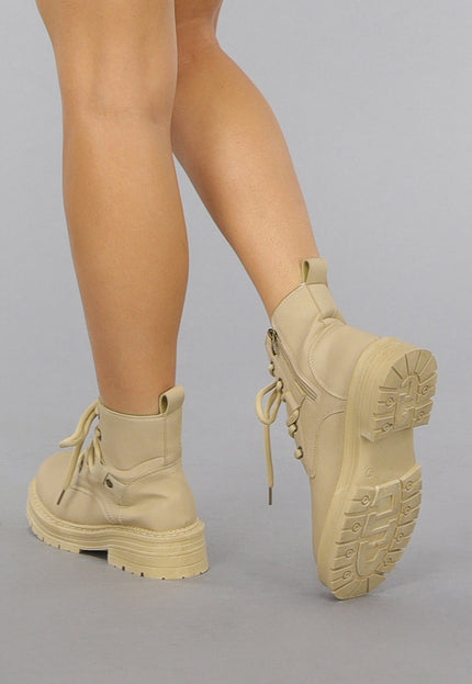 OP=OP.05.S Beige Matte Lederlook Enkellaars