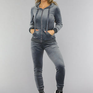 NEW0210 Grijs Velvet Huispak met Capuchon