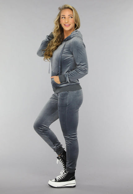 NEW0210 Grijs Velvet Huispak met Capuchon