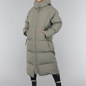 WINTER Grijze Lange Puffer Winterjas
