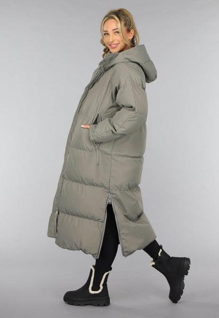WINTER Grijze Lange Puffer Winterjas