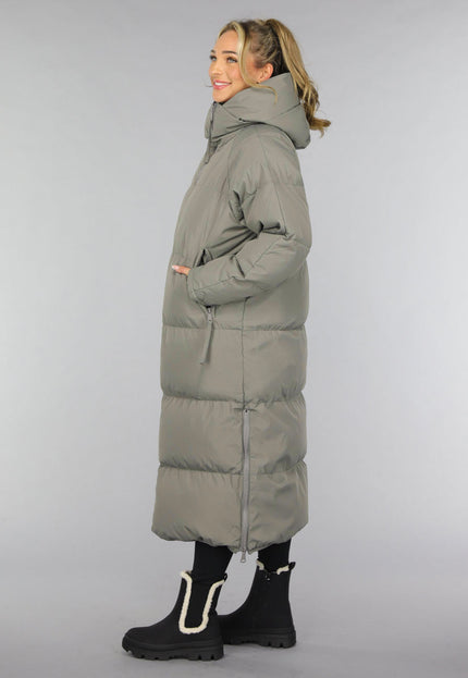 WINTER Grijze Lange Puffer Winterjas