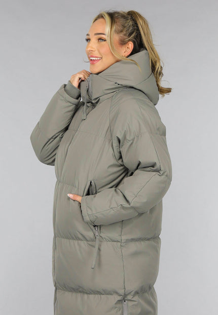 WINTER Grijze Lange Puffer Winterjas