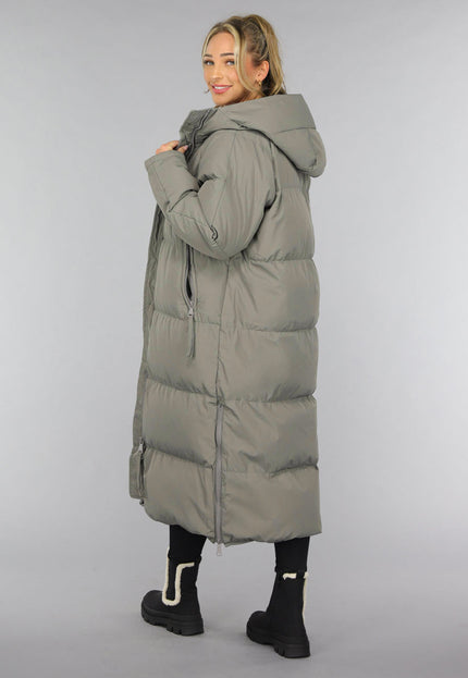 WINTER Grijze Lange Puffer Winterjas