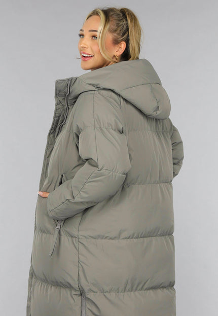WINTER Grijze Lange Puffer Winterjas