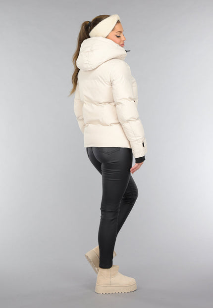 WINTER Korte Beige Winterjas met Duimgaten