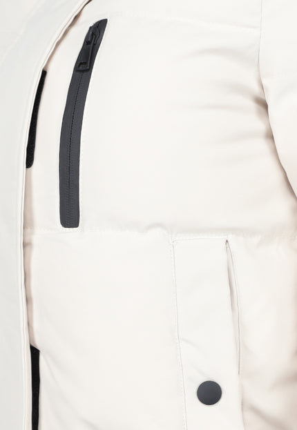 WINTER Korte Beige Winterjas met Duimgaten