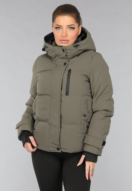 WINTER Korte Taupe Winterjas met Capuchon