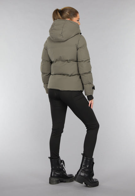 WINTER Korte Taupe Winterjas met Capuchon