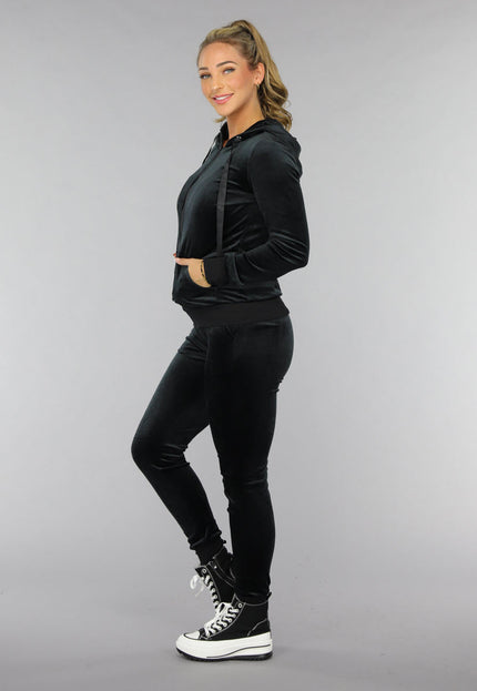 NEW0210 Zwart Velours Huispak met Capuchon