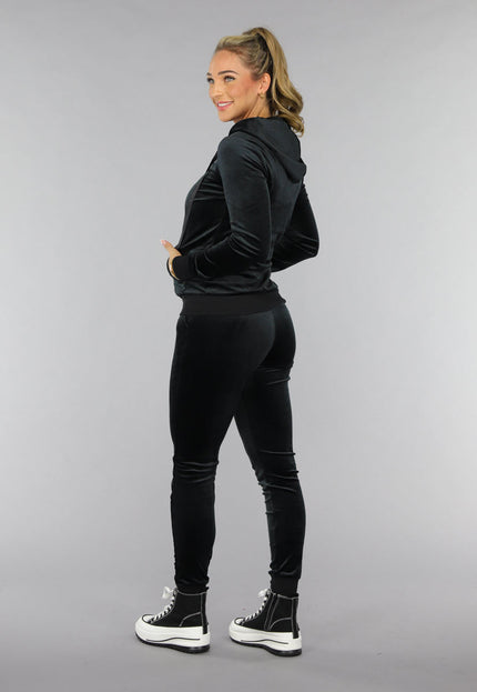 NEW0210 Zwart Velours Huispak met Capuchon