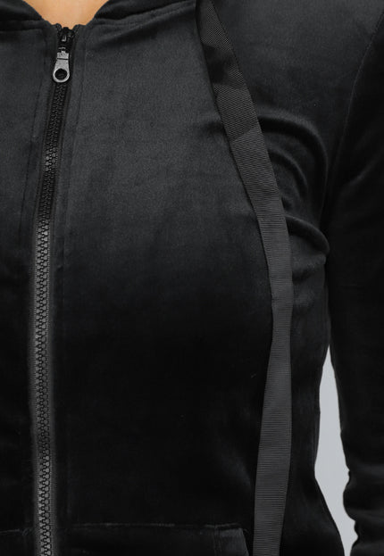 NEW0210 Zwart Velours Huispak met Capuchon