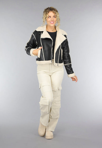 NEW0210 Zwarte Lammy Biker Jas