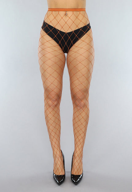 NEW0301 Khaki Visnet Panty met Extra Groot Patroon