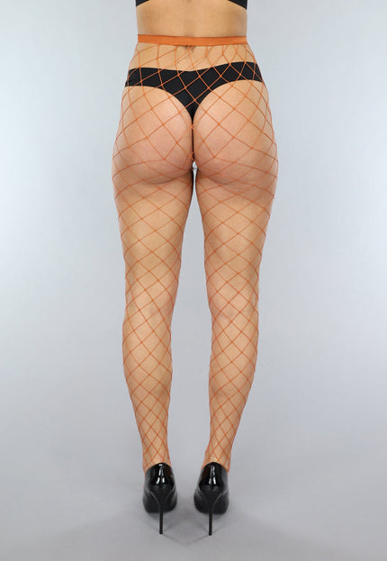 NEW0301 Khaki Visnet Panty met Extra Groot Patroon