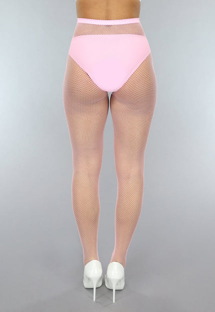 NEW0301 Lichtroze Fishnet Panty met Klein Patroon