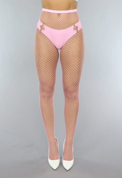 NEW0301 Lichtroze Net Panty met Medium Patroon