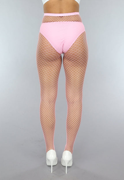 NEW0301 Lichtroze Net Panty met Medium Patroon