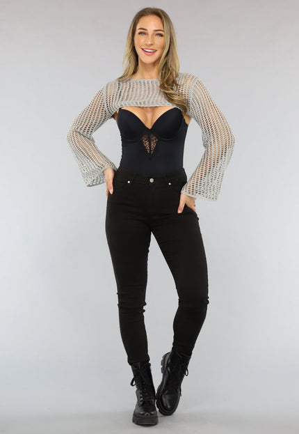 NEW0304 Gehaakte Bolero in Grijs