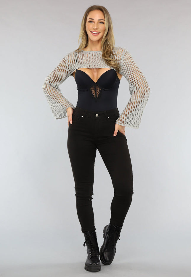 NEW0304 Gehaakte Bolero in Grijs