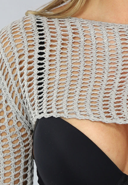 NEW0304 Gehaakte Bolero in Grijs